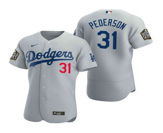 Men Los Angeles Dodgers #31 Joc Pederson Gray 2020 World Series Authentic Flex Nike Jersey